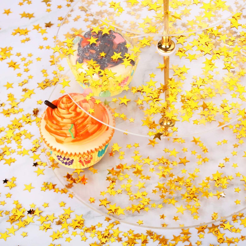 Hestya 60g Star Confetti Glitter Table Confetti Metallic Foil Stars for Christmas Party Wedding Festival Decorations(Gold,10mm and 6mm) - Image 4